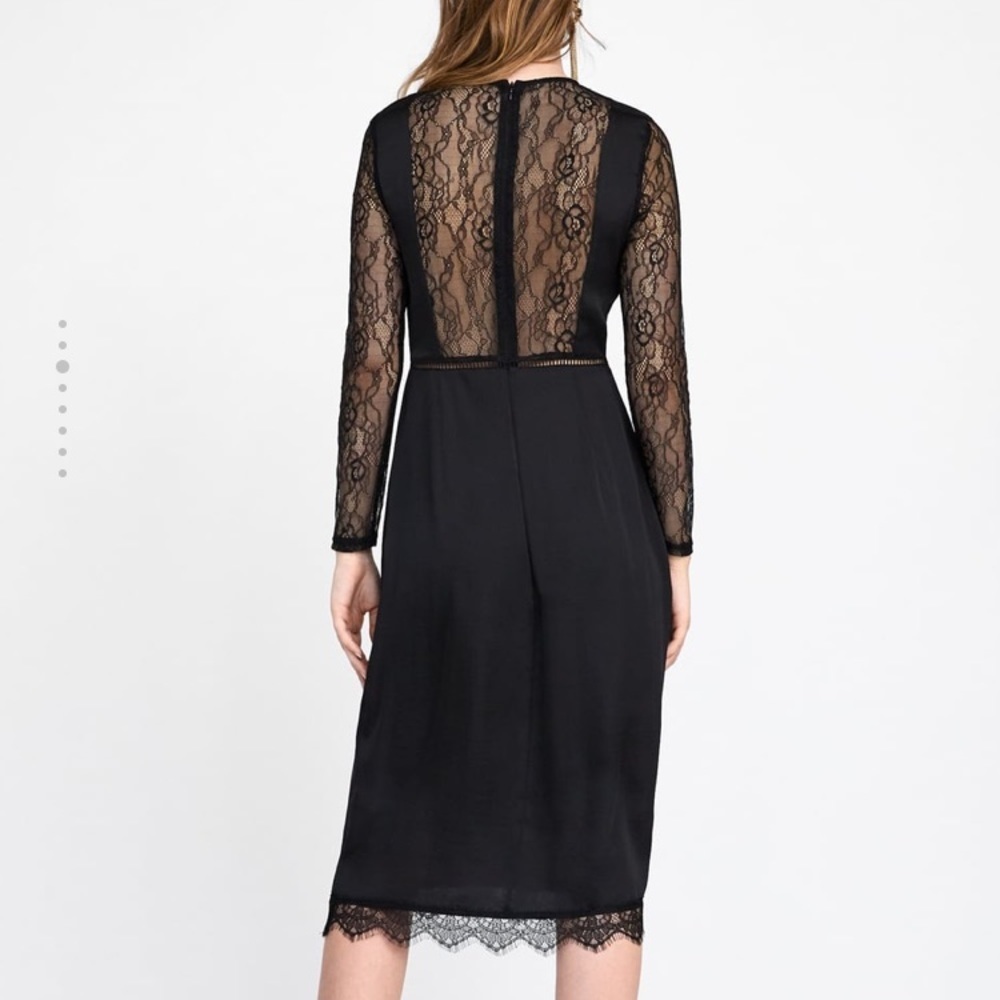 NWT  Zara Black Lace Midi Dress 85/aq - Picture 4 of 6